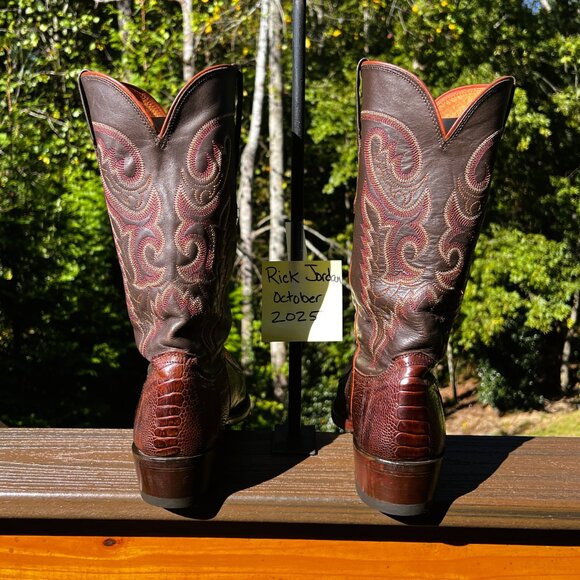 Lucchese 1883 Sienna Brown Ostrich Leg Cowboy Boots in Men's Size 10.5D - Picture 5 of 11